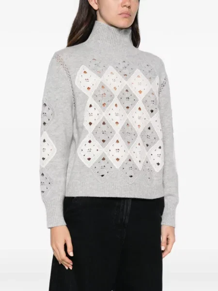 Pulover Ermanno Firenze cu model argyle gri