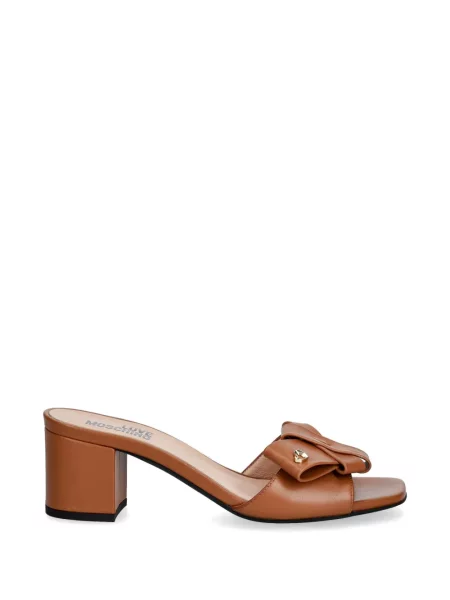 Sandale Love Moschino cu funde cu motiv cu inimi maro