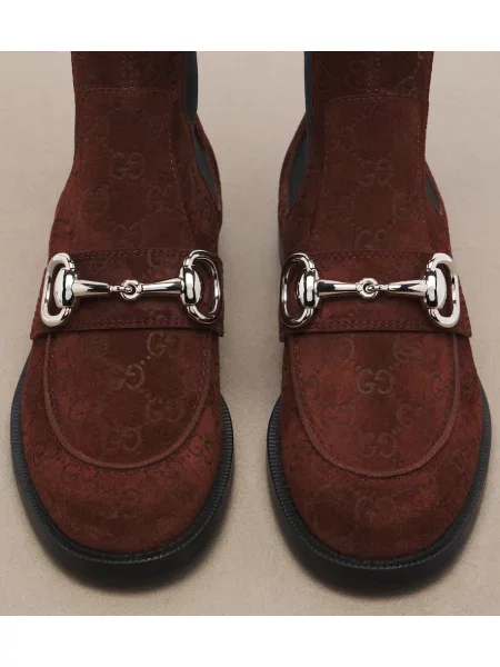 Botine chelsea Gucci din piele de căprioară maro