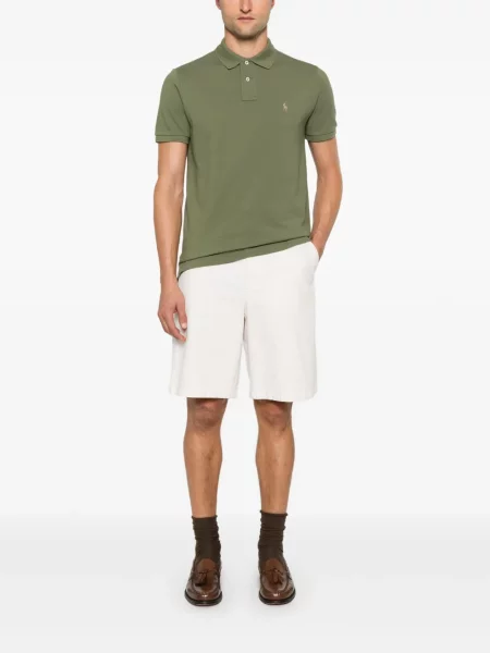 Klasikiniai siuvinėta pledinė polo marškinėliai Polo Ralph Lauren mėlyna