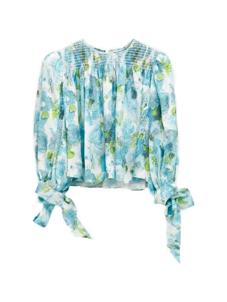 Top Chloé cu model floral cu imagine albastru