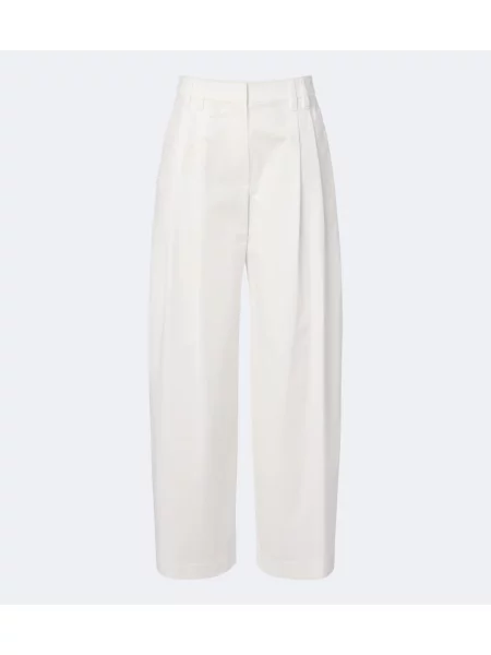 Pantaloni Brunello Cucinelli din poplin alb
