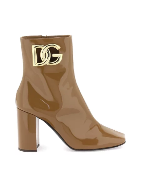 Buty do kostki Dolce And Gabbana z logo brązowe