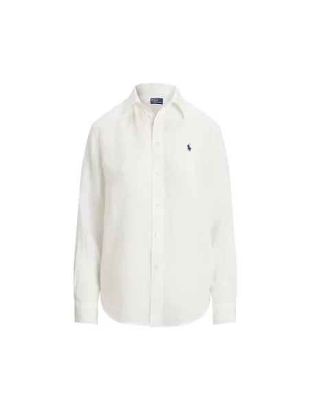 Lniana koszula Polo Ralph Lauren z logo biała