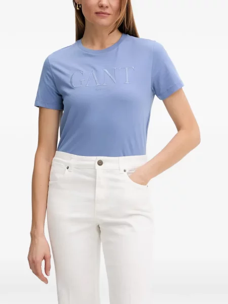 Tricou Gant cu broderie albastru