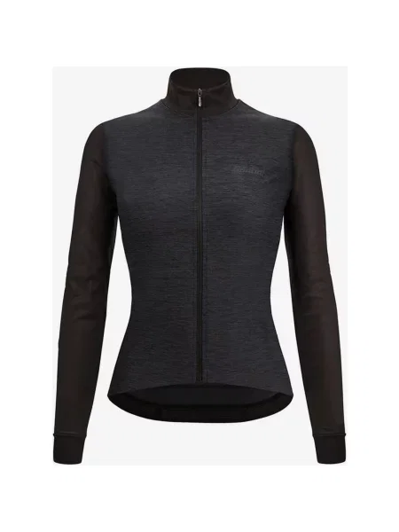 Koszulka z długim rękawem Santini Colore Puro szaro-czarna Slim Fit XXL czarna