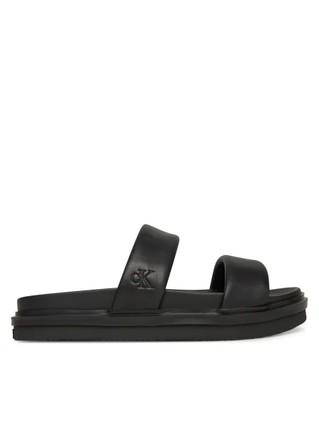 Чехли Calvin Klein Jeans FLAT MOLDED DOUBLEBAR SANDAL LTH черно