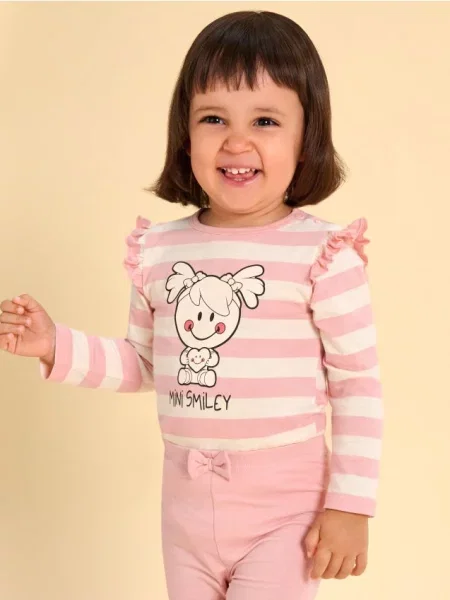 Sinsay body s volánky Mini Smiley® krémová