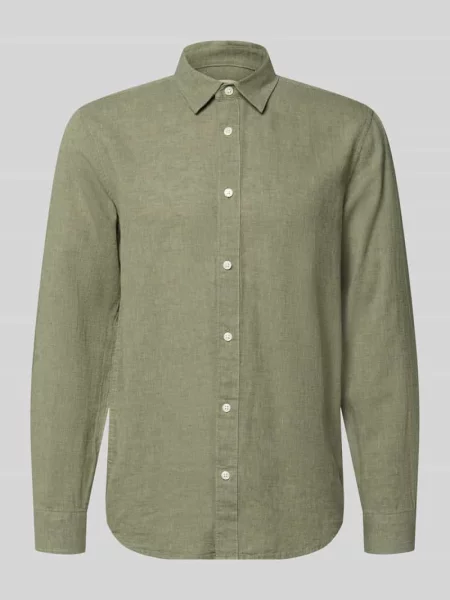 Koszula lniana o kroju slim fit z kołnierzykiem typu kent model ‘CAIDEN’ Only & Sons