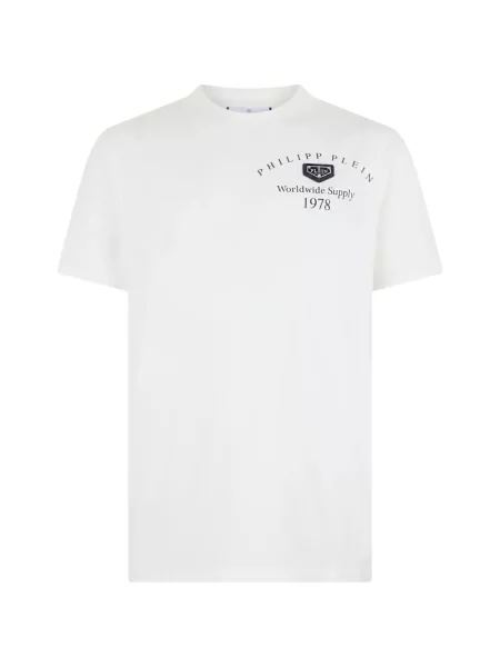 Tricou Philipp Plein din jerseu cu autograf alb