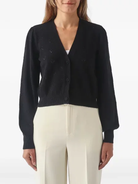 Cardigan Twinset tricotate cu motiv cu inimi negru