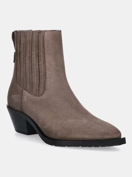 AllSaints botine din piele întoarsă MARCIE SUEDE BOOT cu drept maro