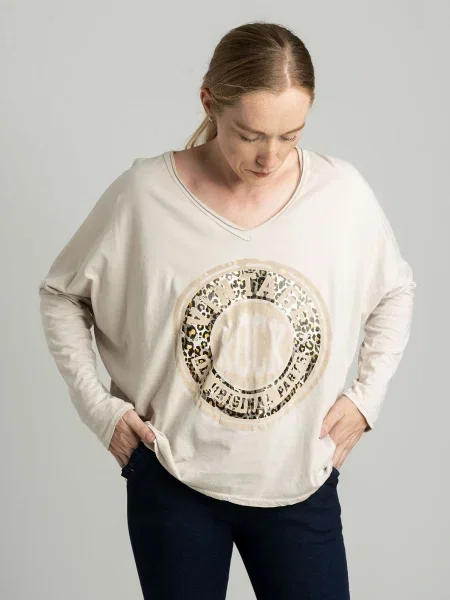 Bluză Italy Moda cu imagine bej