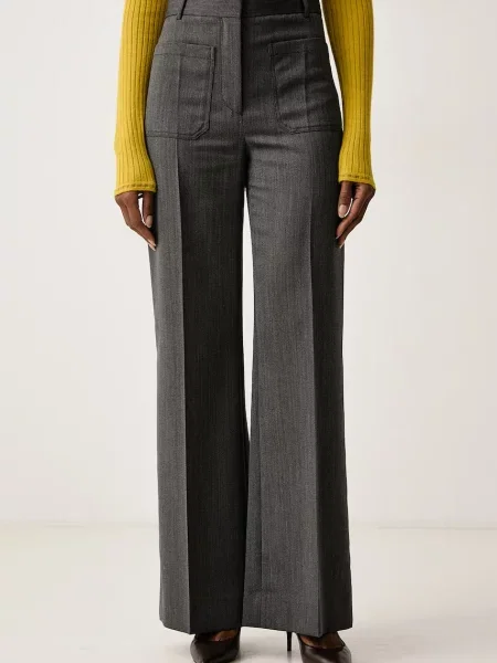 Victoria Beckham pantaloni pentru femei din lână Alina gri