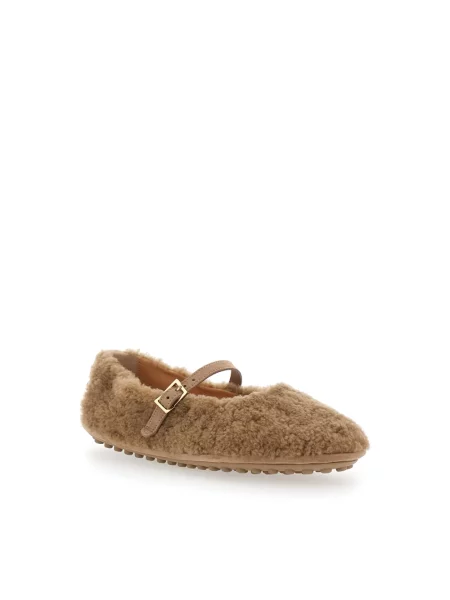 Balerinki Tod's skórzane bez obcasa beżowe