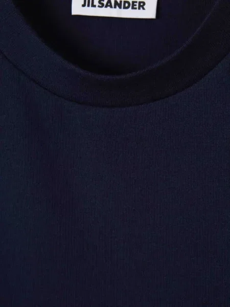 Haftowana koszulka Jil Sander w grochy niebieska