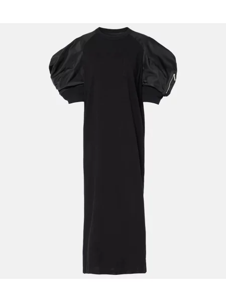 Rochie maxi Sacai din jerseu de costum negru