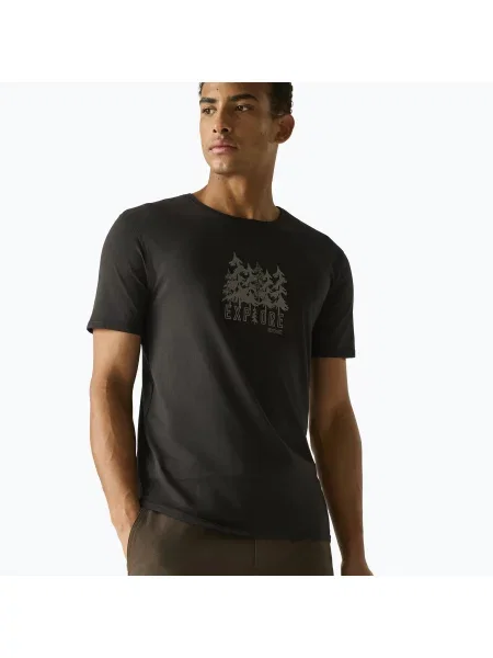Tricou pentru bărbați REGATTA ClineIX black explore forest negru