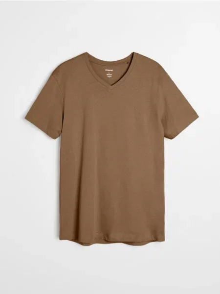 Sinsay koszulka basic brązowy