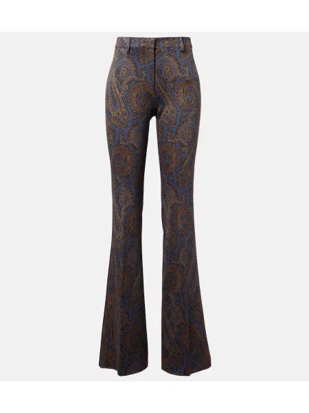Pantaloni Etro cu model paisley evazate albastru