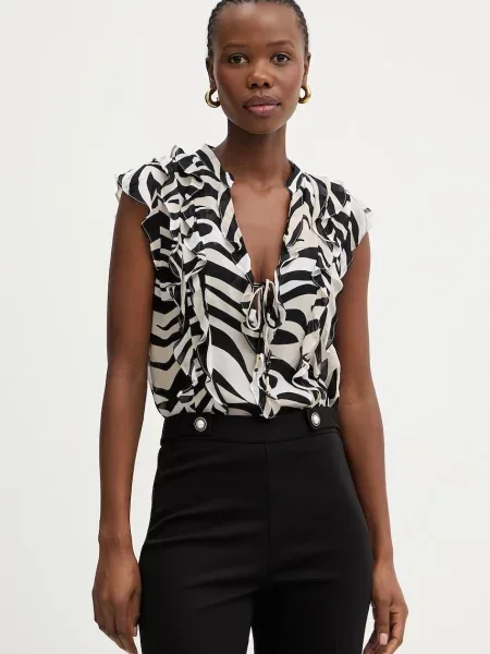 Marella bluză cu volane de damă cu vâscoză UGOLA negru