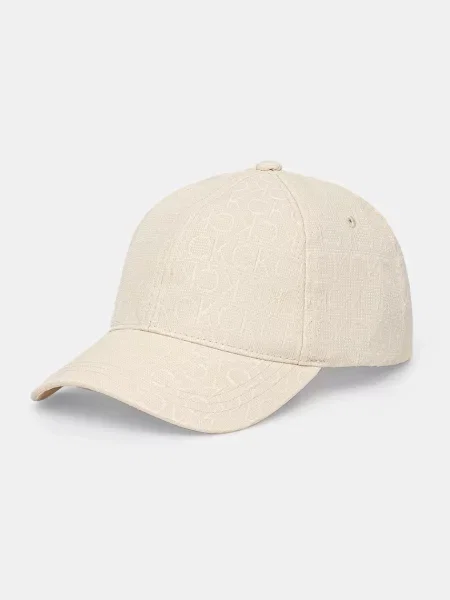 Шапка с козирка Calvin Klein Monogram Jacquard Cap Екрю бяло