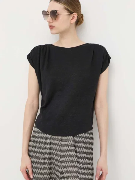 Lanena kratka majica Max Mara Leisure črna