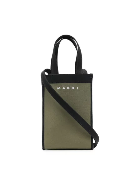 Dzianinowa torba crossbody Marni zielona