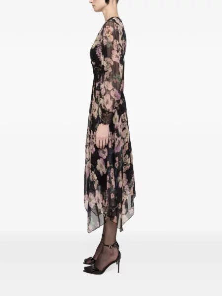 Rochie midi Nissa din șifon negru