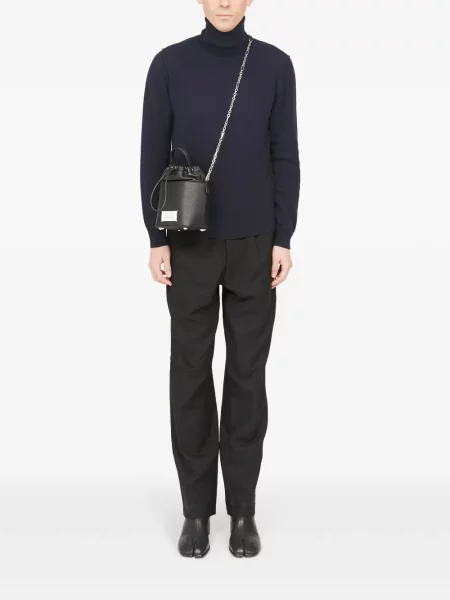 Iš natūralios odos mažas bucket stiliaus rankinė Maison Margiela juoda