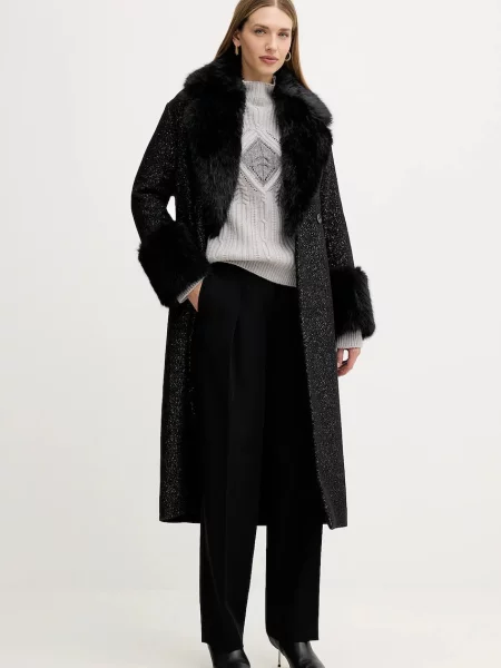Twinset sweter z dodatkiem wełny z golfem szary