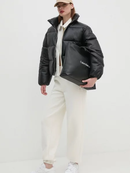 Calvin Klein Jeans kurtka pikowana Kobiety Sztuczna skóra jednolity M czarny