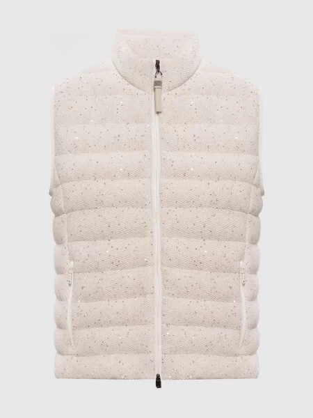 Пуховий жилет з паєтками Brunello Cucinelli бежевий