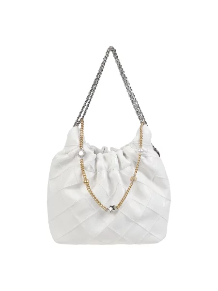 Torebka hobo Tory Burch skórzana z przetarciami bez fiszbin biała