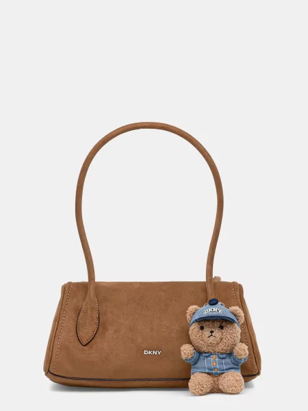 DKNY μικρή τσάντα γυναικεία από απομίμηση σουέτ μπεζ