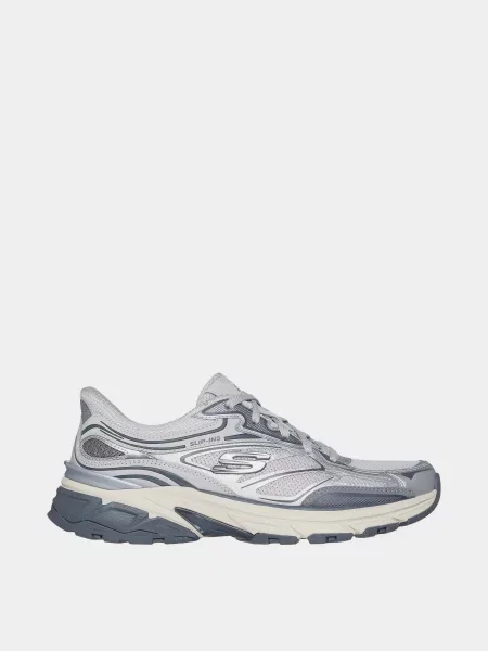 Кожаные кроссовки Skechers серебряные