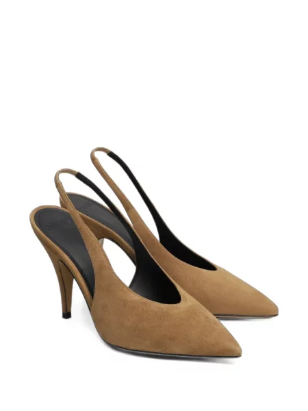 Pantofi cu toc 3juin din piele de căprioară slingback maro