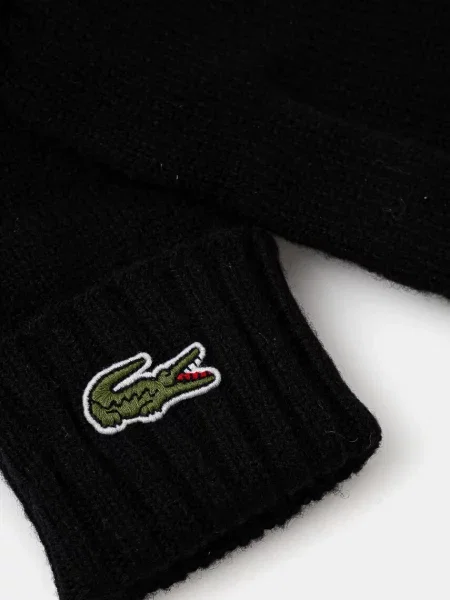 Шерстяные перчатки Lacoste черные