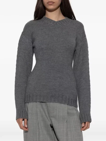 Pulover Jil Sander cu decolteu în V gri