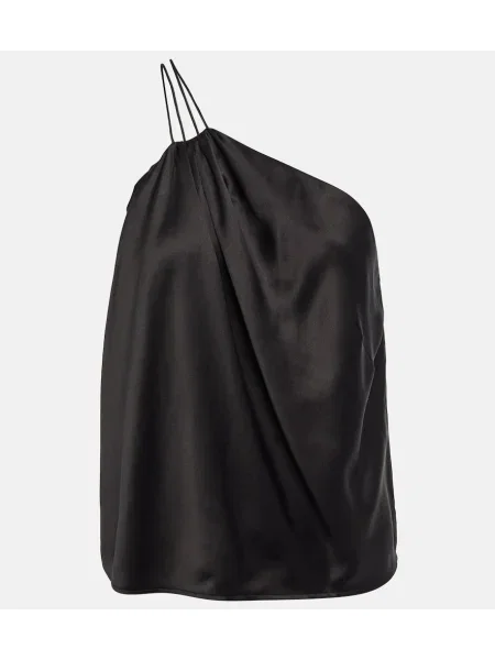 Satynowy top The Sei na jednym ramieniu czarny