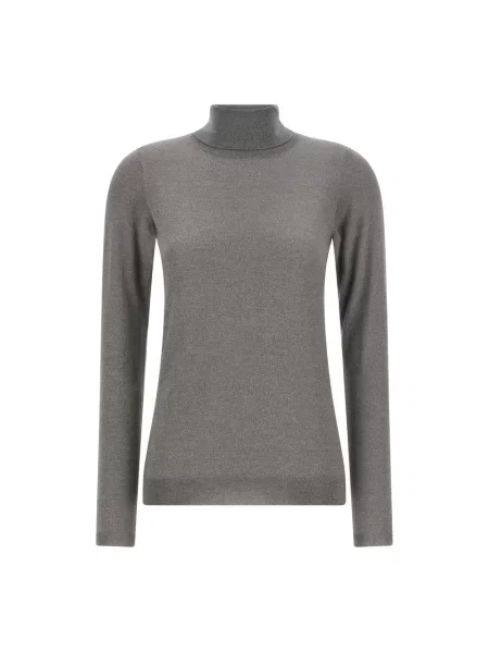 Sweter z golfem Brunello Cucinelli z cekinami z kaszmiru szary
