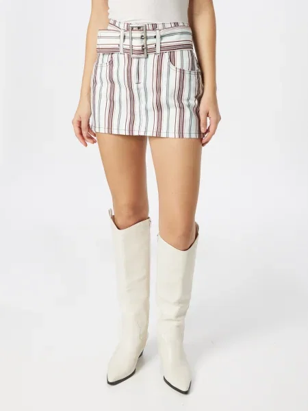 Nasty Gal Fustă albastru pastel / castaniu / alb murdar