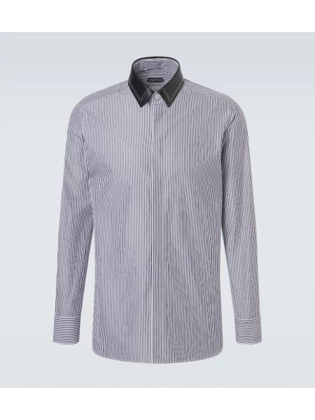 Cămașă Tom Ford cu dungi din poplin negru