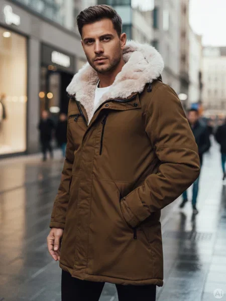 Kurtka zimowa parka z kapturem Dstreet beżowa