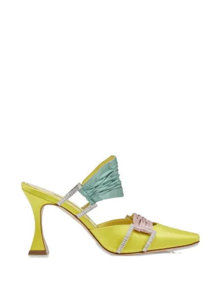 Papuci tip mules Manolo Blahnik plisate galben