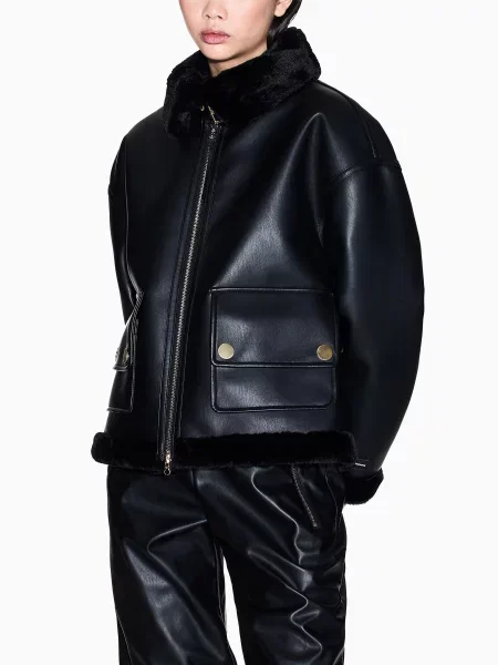 Шкіряна куртка Armani Exchange чорний