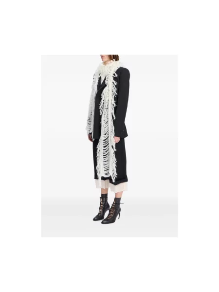 Dzianinowa szal Ann Demeulemeester z frędzli biała