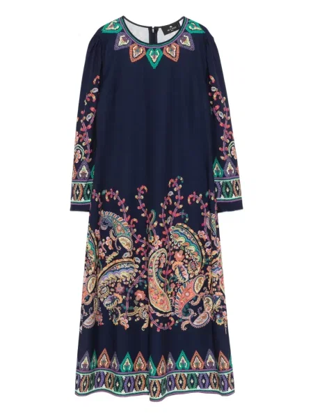 Sukienka midi Etro z wzorem paisley do kolan garniturowa niebieska