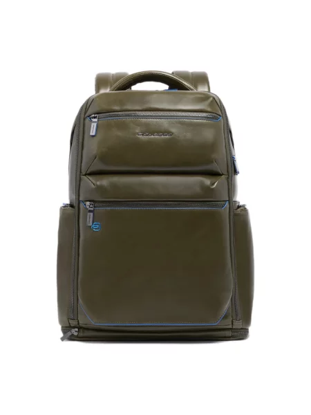 Torba na laptopa Piquadro skórzana zielona