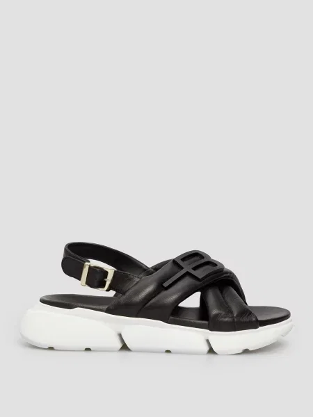 Шкіряні босоніжки Baldinini чорні